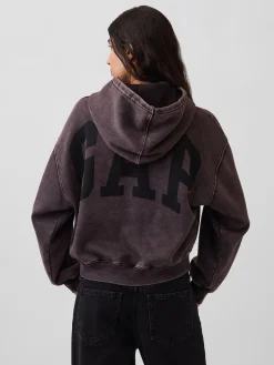 VintageSoft Crop Logo Hoodie