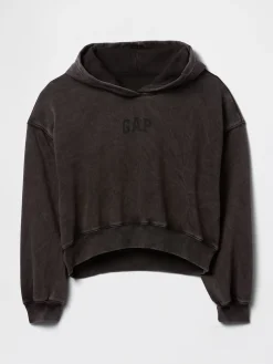 VintageSoft Crop Logo Hoodie