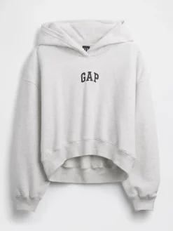 VintageSoft Oversized Crop Logo Hoodie