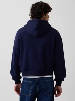 VintageSoft Oversized Crop Zip Hoodie