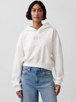 VintageSoft Oversized Crop Logo Hoodie