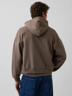 VintageSoft Oversized Crop Zip Hoodie