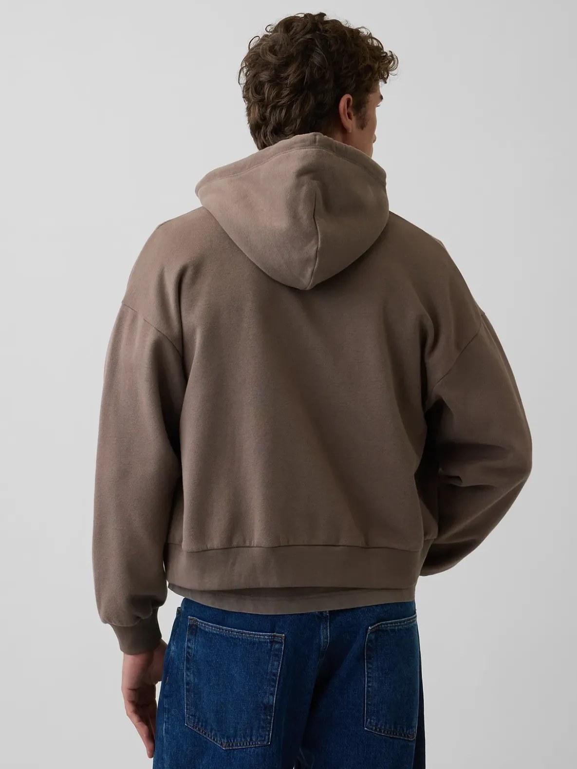 VintageSoft Oversized Crop Zip Hoodie