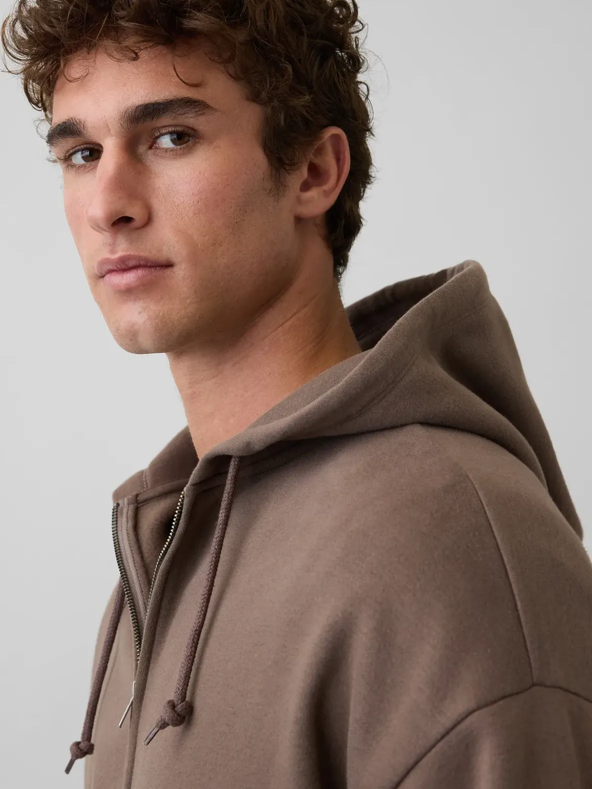 VintageSoft Oversized Crop Zip Hoodie