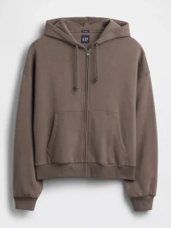 VintageSoft Oversized Crop Zip Hoodie