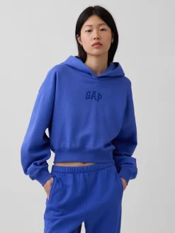 VintageSoft Oversized Crop Logo Hoodie