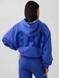VintageSoft Oversized Crop Logo Hoodie