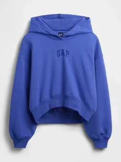 VintageSoft Oversized Crop Logo Hoodie