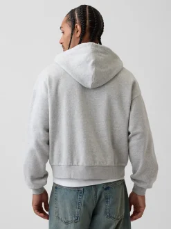 VintageSoft Oversized Crop Zip Hoodie