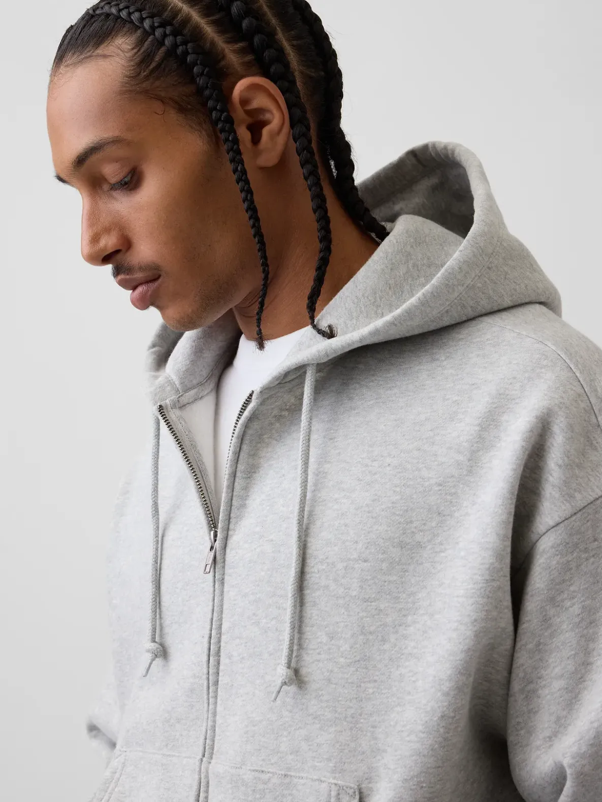 VintageSoft Oversized Crop Zip Hoodie