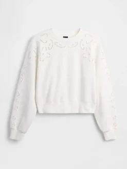 VintageSoft Oversized Eyelet Crop Sweatshirt