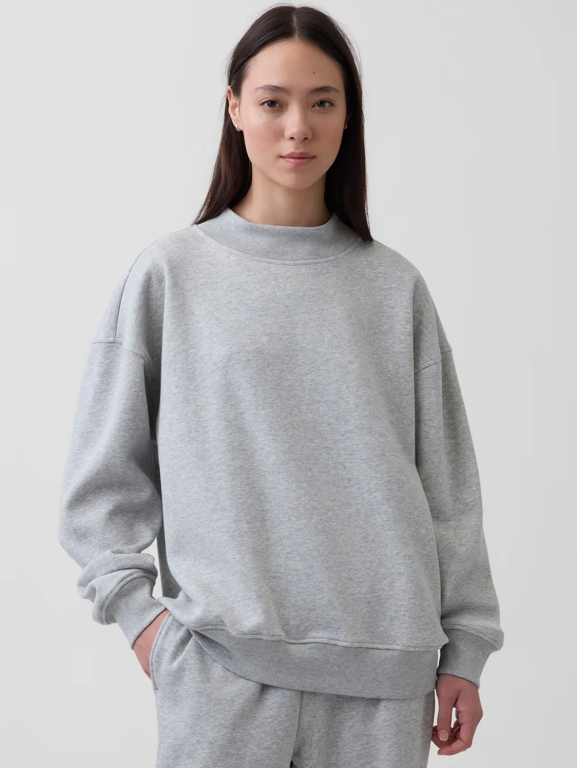VintageSoft Oversized Mockneck Tunic Sweatshirt
