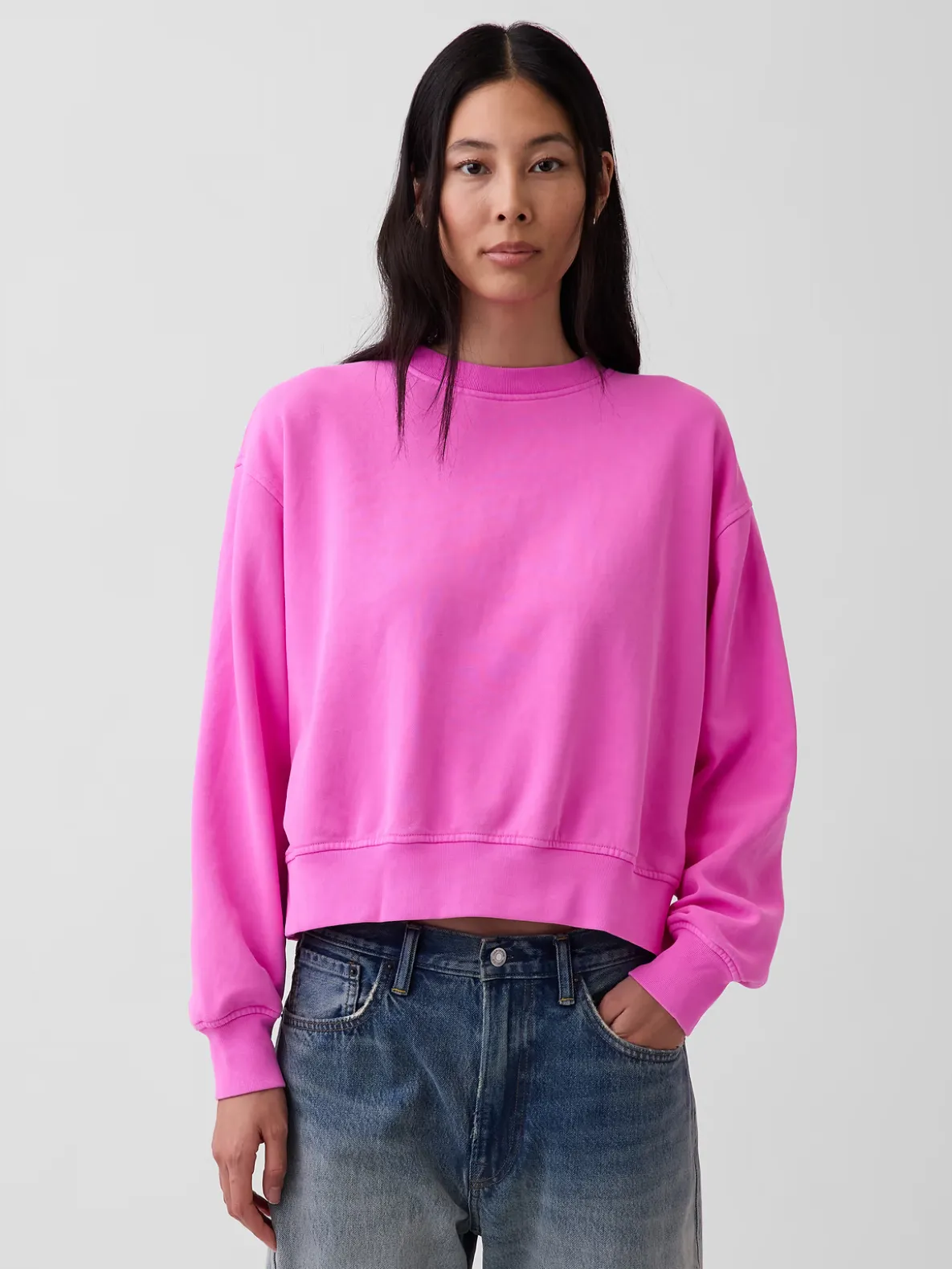 VintageSoft Oversized Split-Hem Sweatshirt