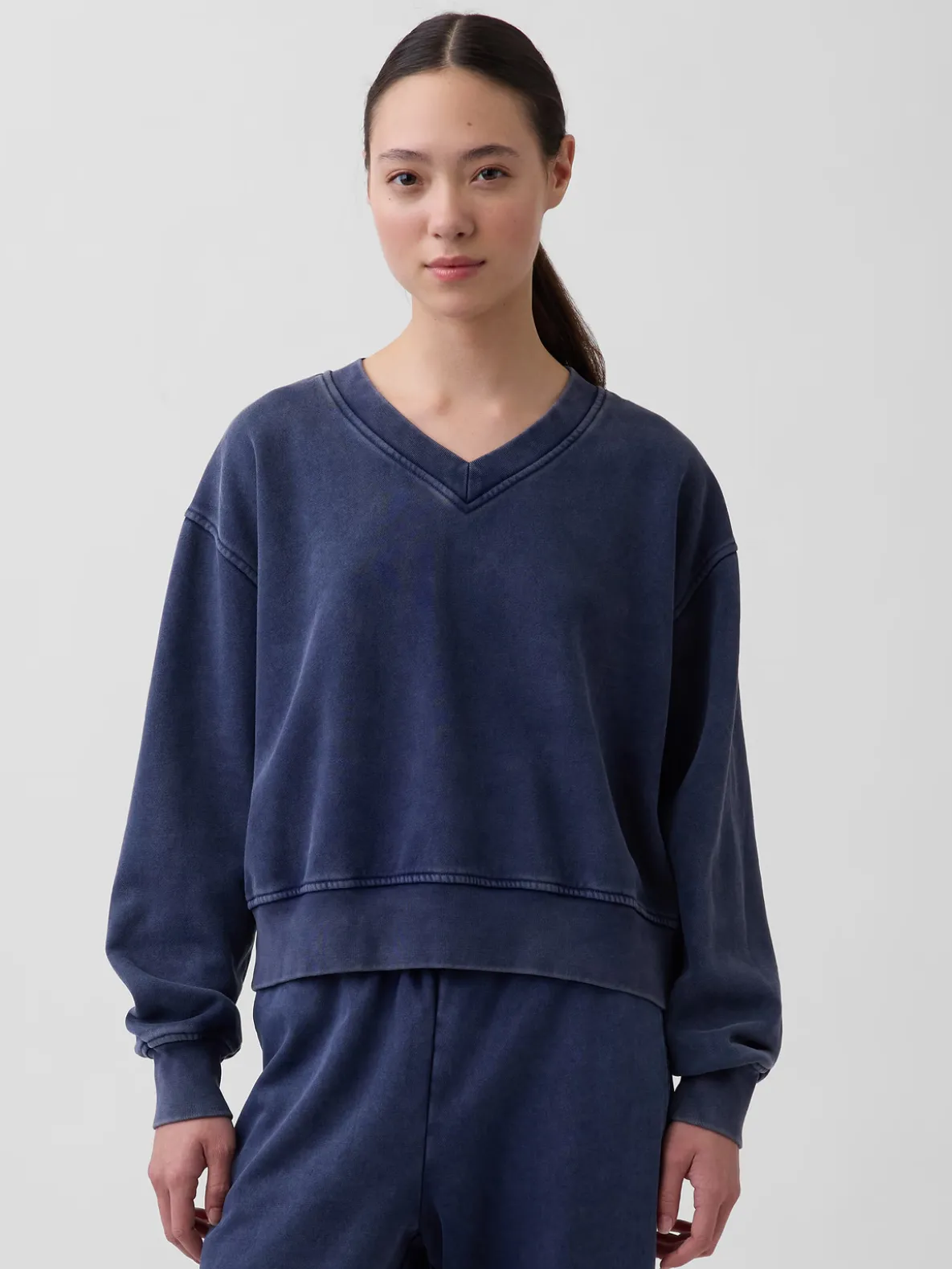 VintageSoft Oversized V-Neck Sweatshirt