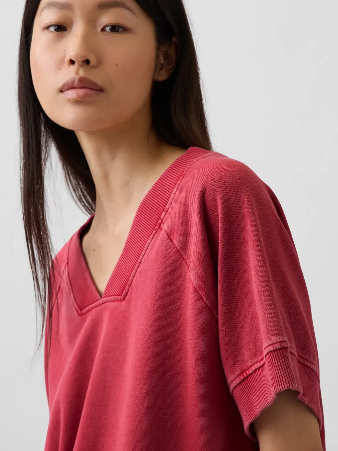 VintageSoft Terry Oversized V-Neck Sweatshirt