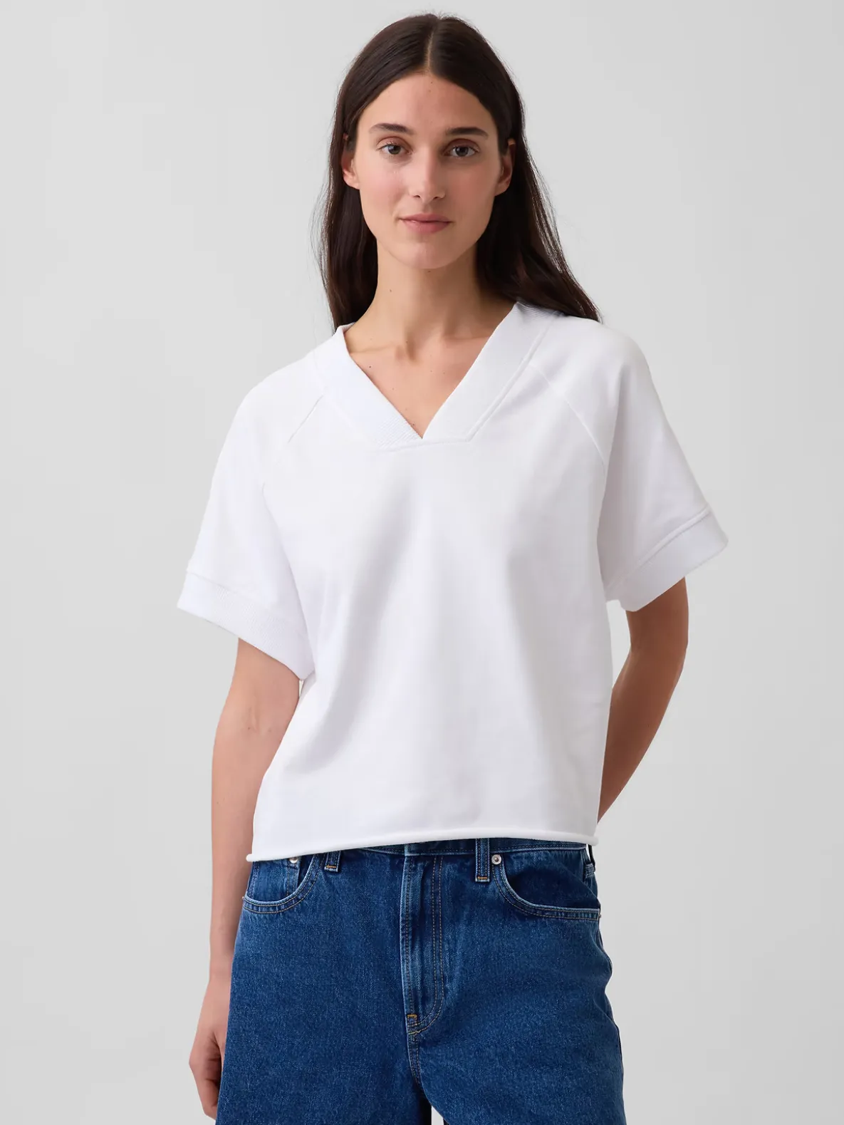 VintageSoft Terry Oversized V-Neck Sweatshirt