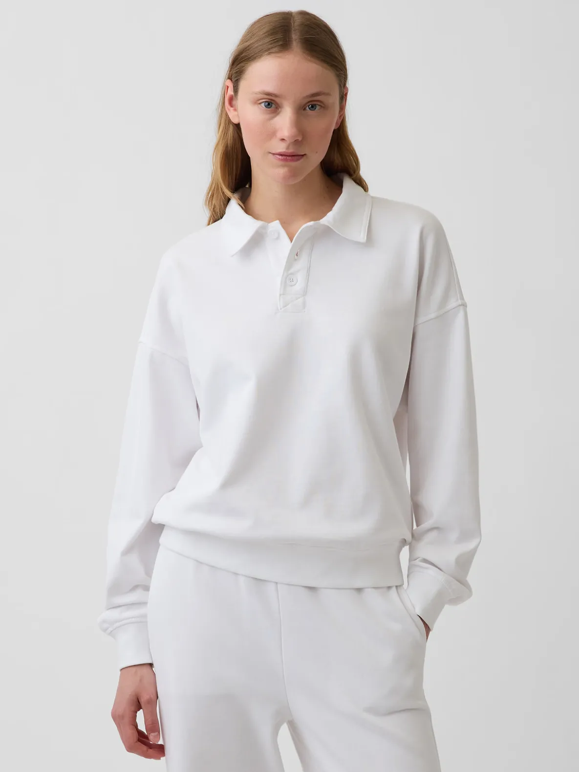 VintageSoft Terry Oversized Polo Sweatshirt