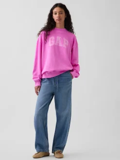 VintageSoft Terry Oversized Mockneck Logo Sweatshirt