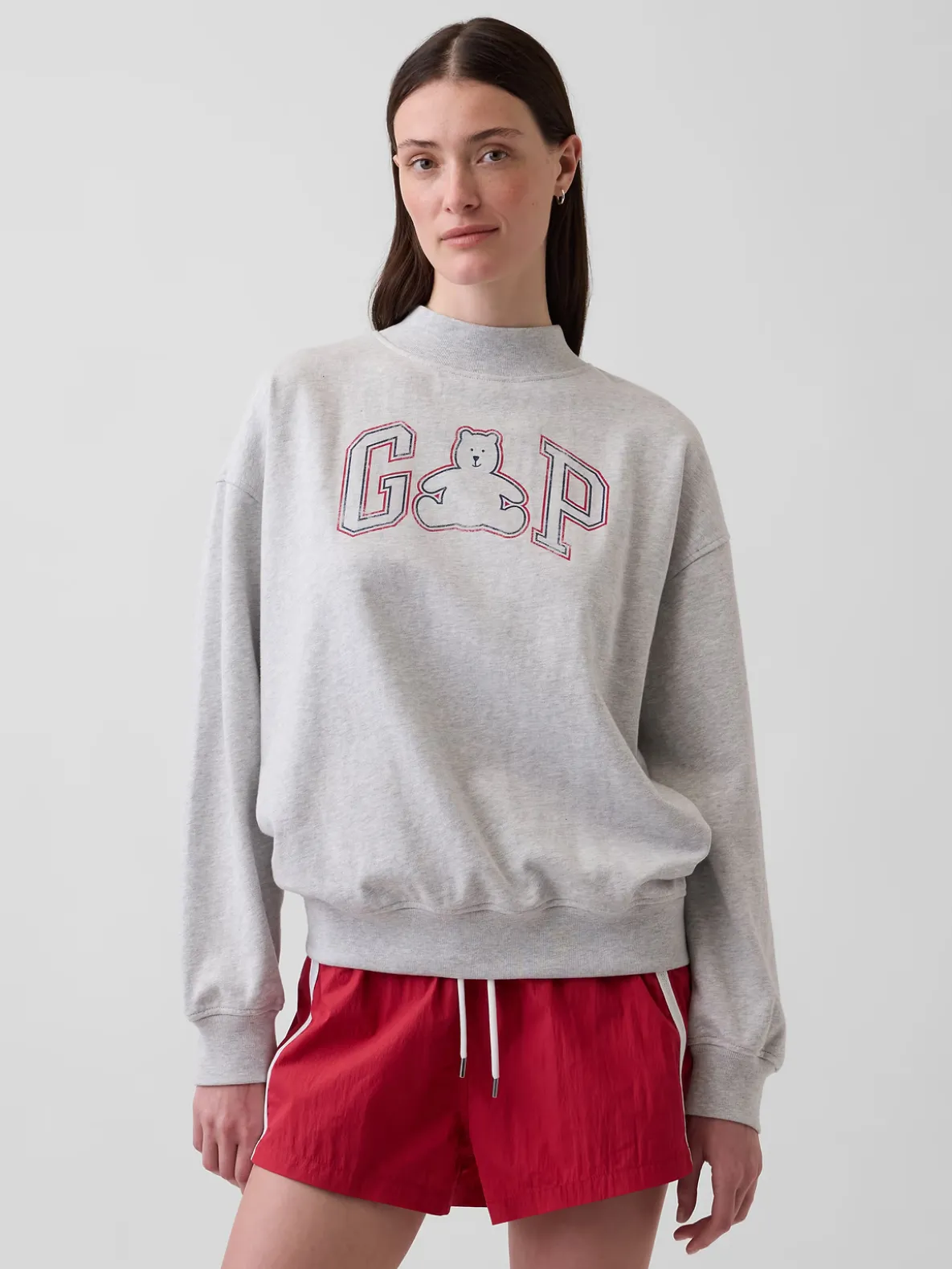 VintageSoft Terry Oversized Mockneck Logo Sweatshirt