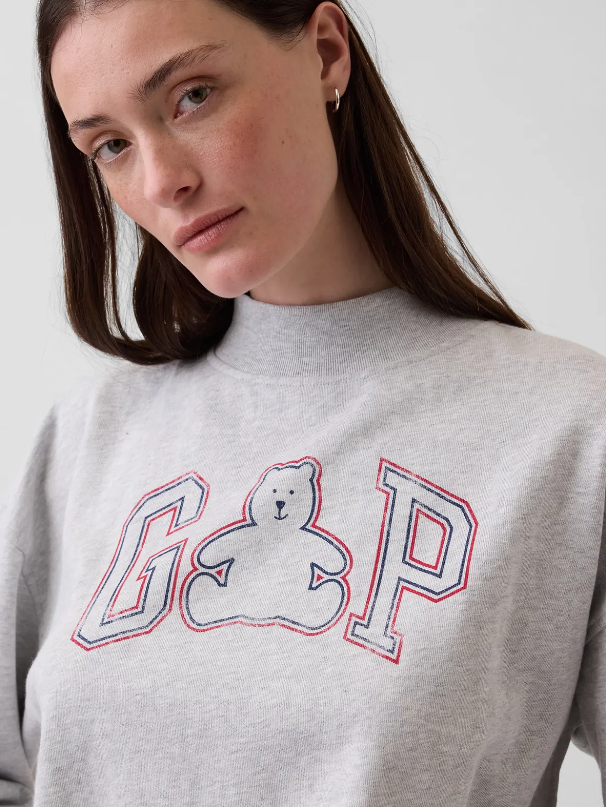 VintageSoft Terry Oversized Mockneck Logo Sweatshirt