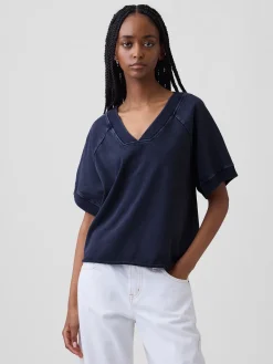 VintageSoft Terry Oversized V-Neck Sweatshirt