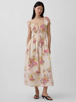 Voile Smocked Waist Maxi Dress