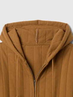 Waffle-Lined Quilted Zip Hoodie