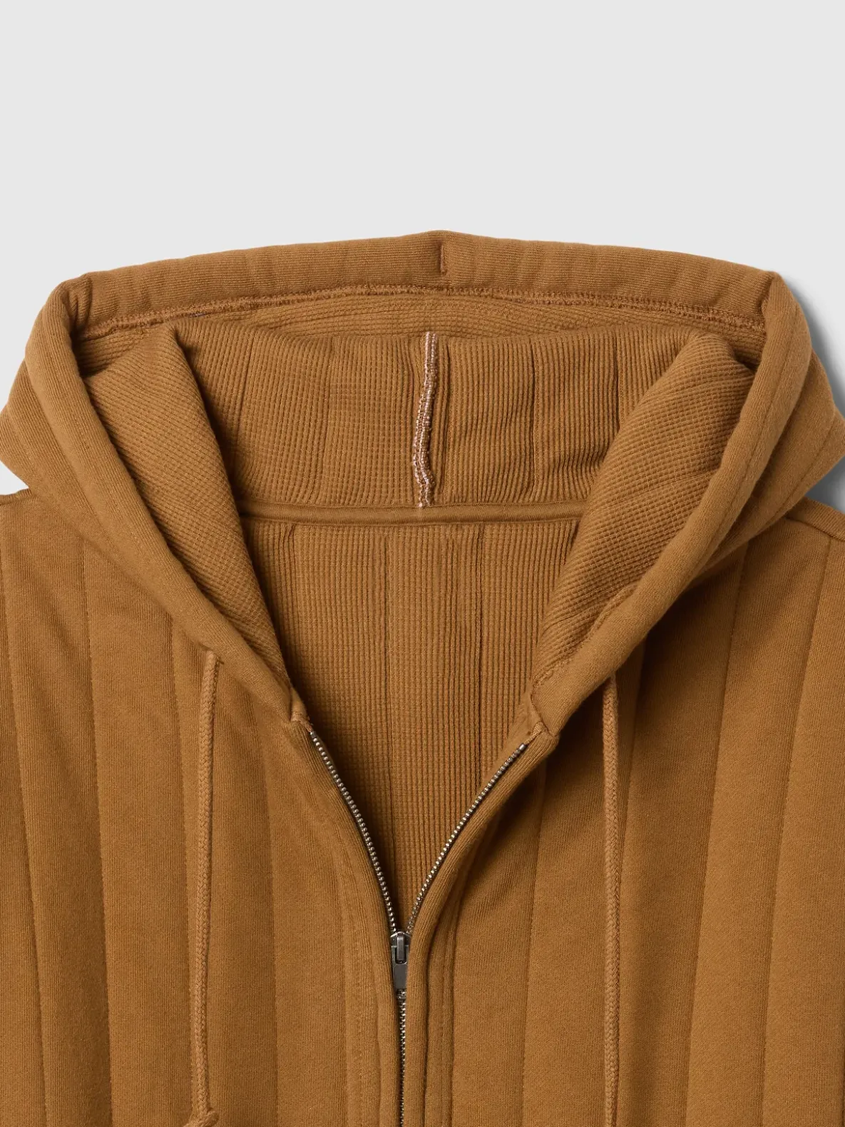 Waffle-Lined Quilted Zip Hoodie