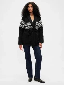 Wool-Blend Fair Isle Shawl Cardigan