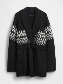 Wool-Blend Fair Isle Shawl Cardigan