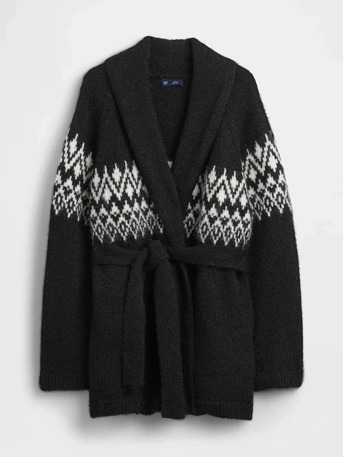 Wool-Blend Fair Isle Shawl Cardigan