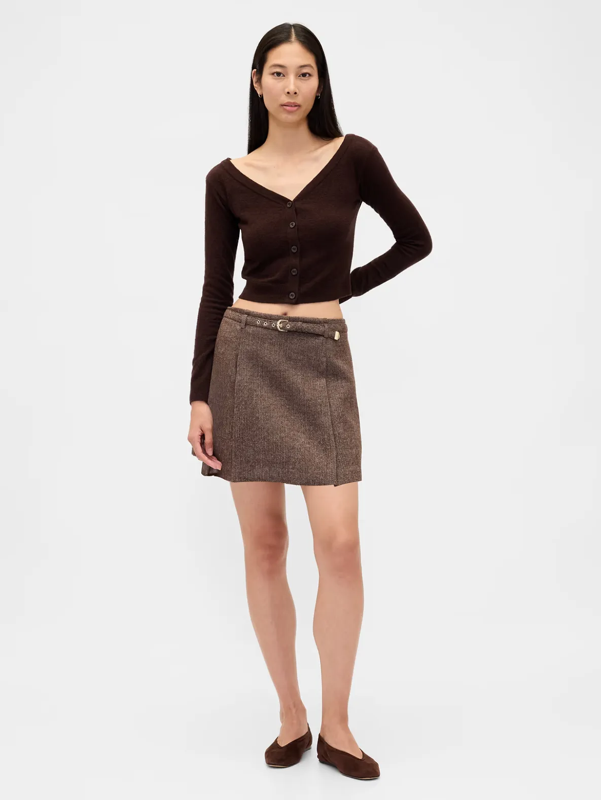 Wool-Blend Pleated Mini Skort