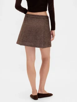 Wool-Blend Pleated Mini Skort