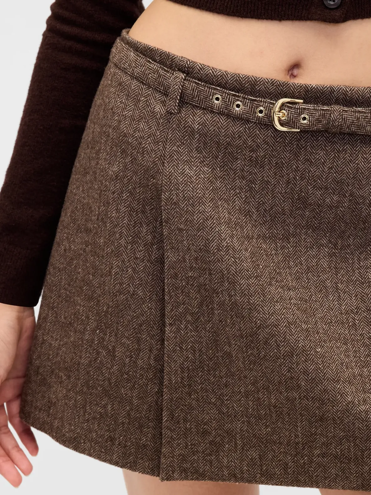 Wool-Blend Pleated Mini Skort