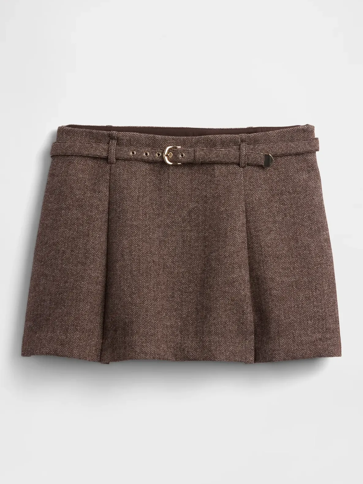 Wool-Blend Pleated Mini Skort
