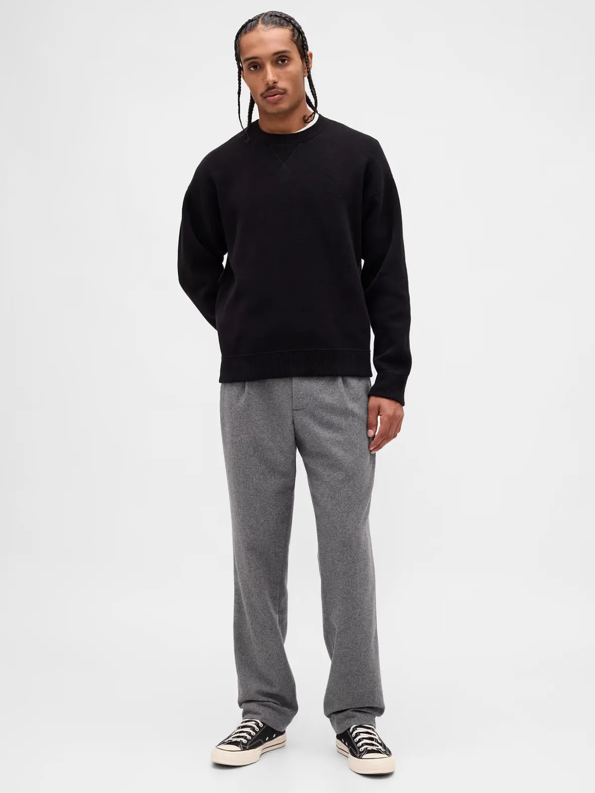 Wool-Blend Relaxed Straight Trousers