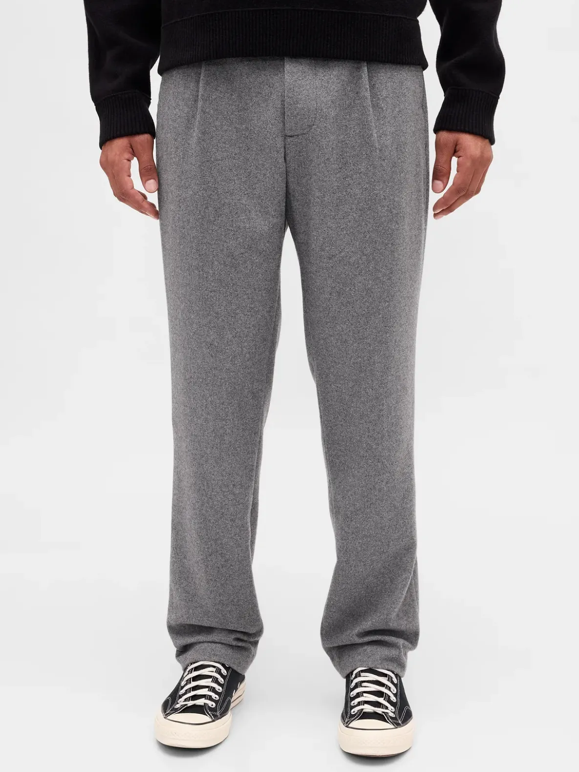 Wool-Blend Relaxed Straight Trousers