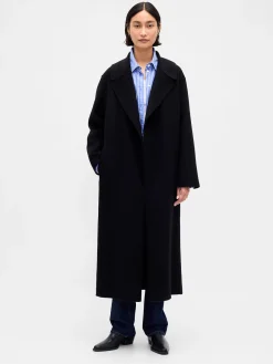Wool-Blend Wrap Coat