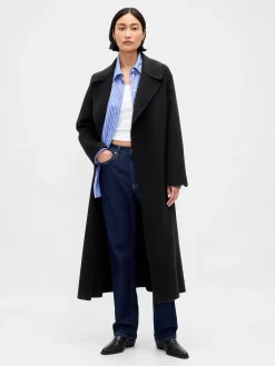 Wool-Blend Wrap Coat