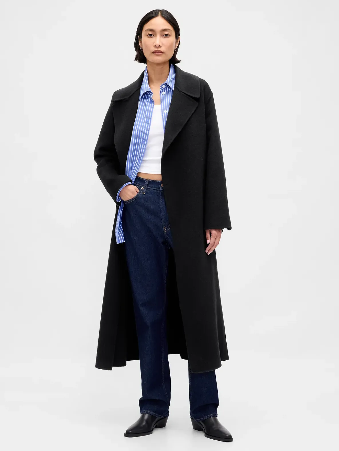 Wool-Blend Wrap Coat