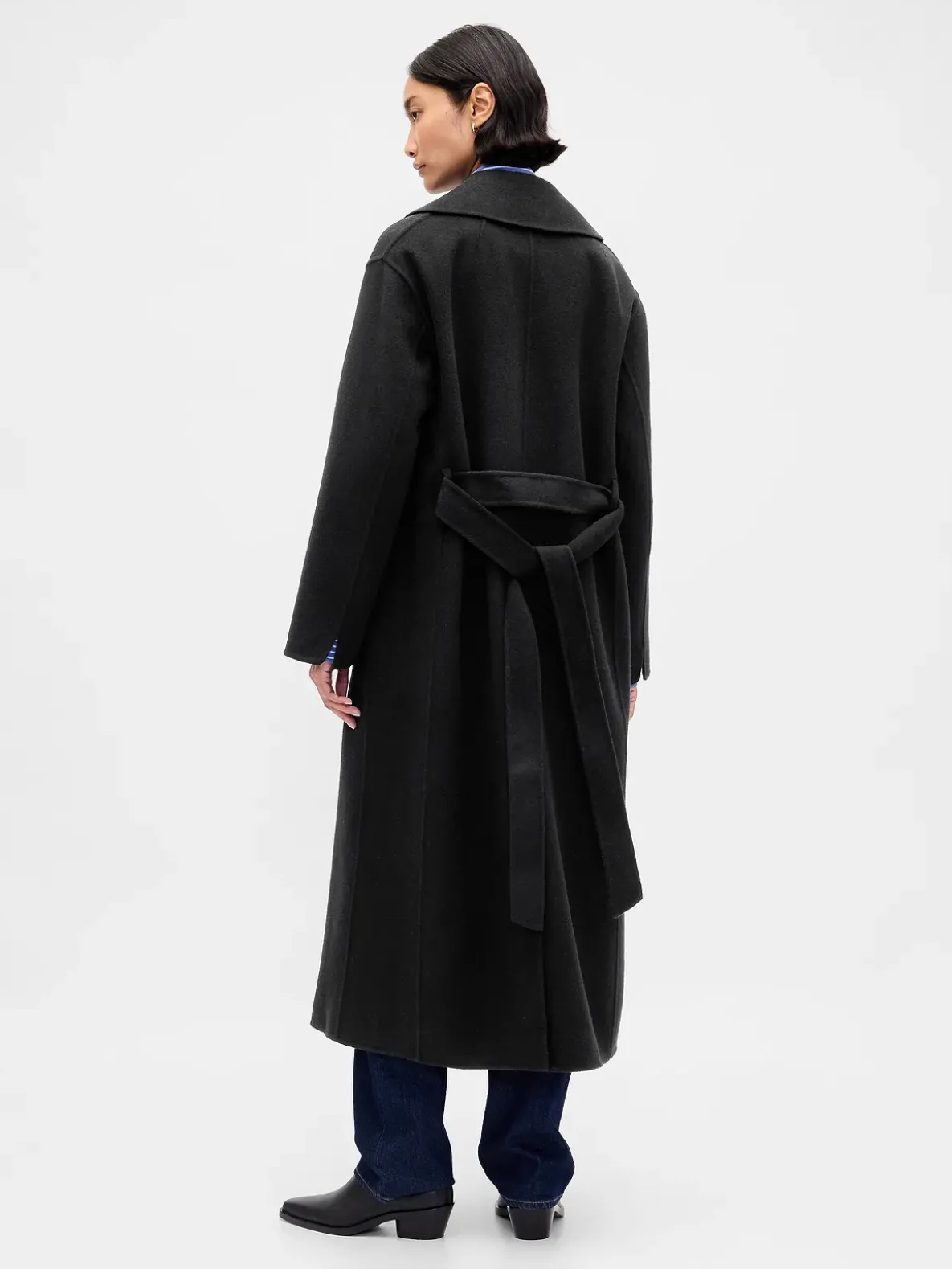 Wool-Blend Wrap Coat