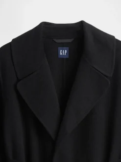 Wool-Blend Wrap Coat