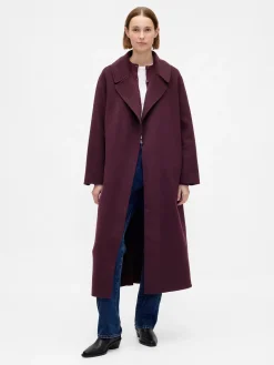 Wool-Blend Wrap Coat