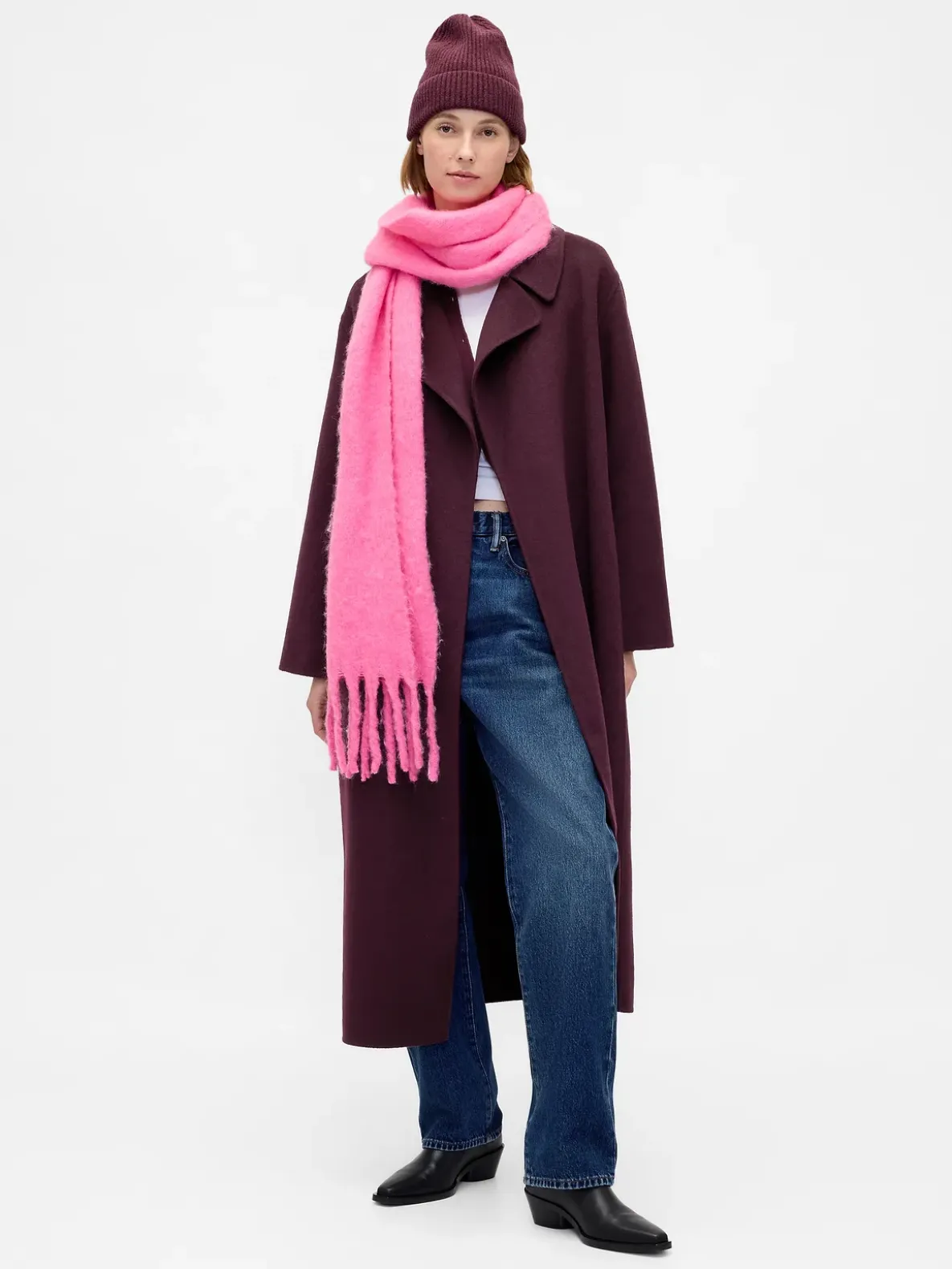 Wool-Blend Wrap Coat