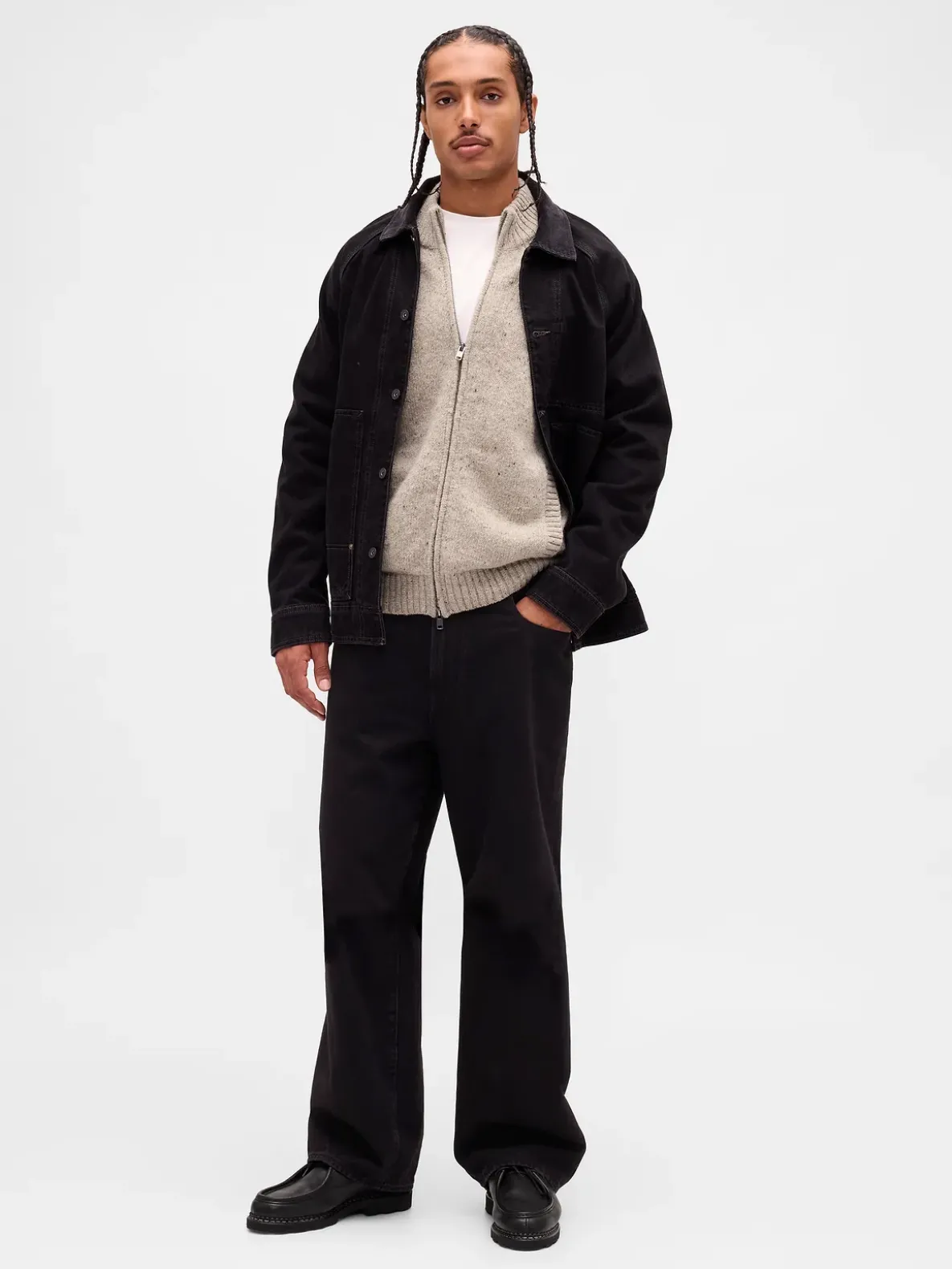 Wool-Blend Zip Cardigan Sweater