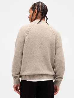 Wool-Blend Zip Cardigan Sweater