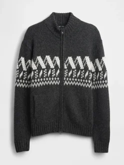 Wool-Blend Zip Cardigan Sweater
